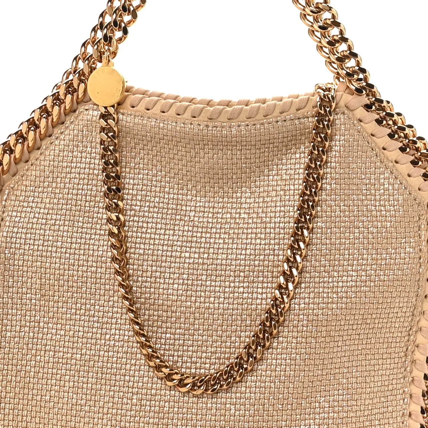 Stella McCartney Metallic Woven Boucle Mini Fold Over Falabella Tote Gold 7 of 9