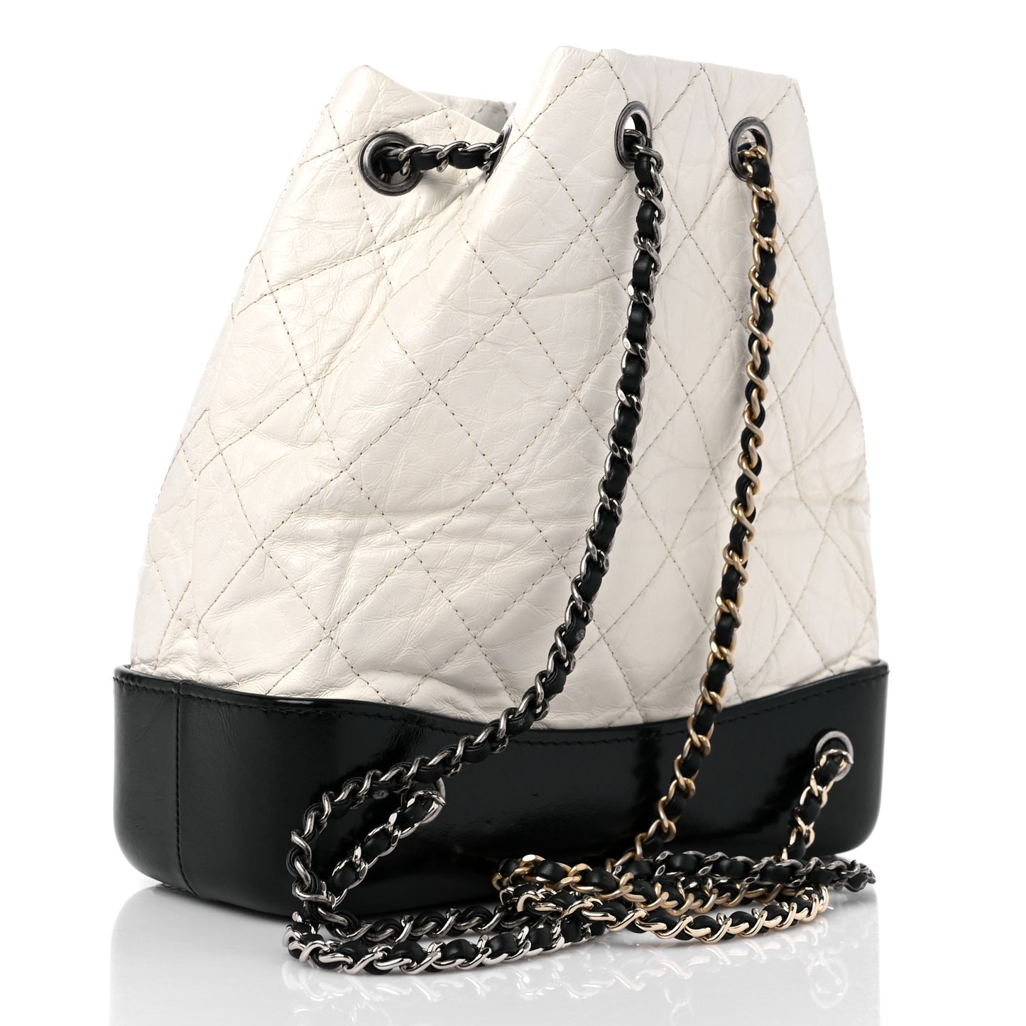 Aged Calfskin Quilted Small Gabrielle Backpack Black White