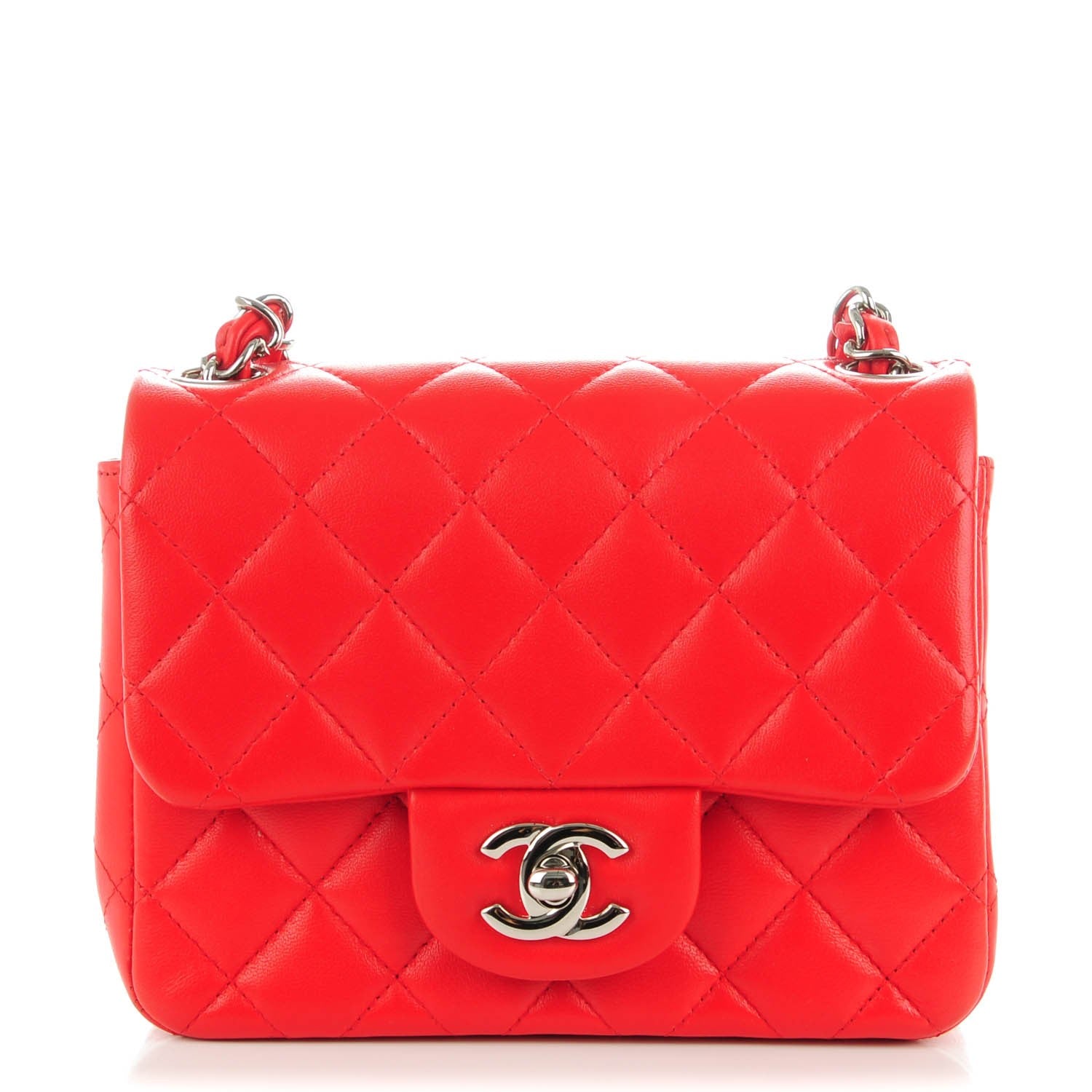 Chanel Lambskin Quilted Mini Square Flap Red 1 of 8