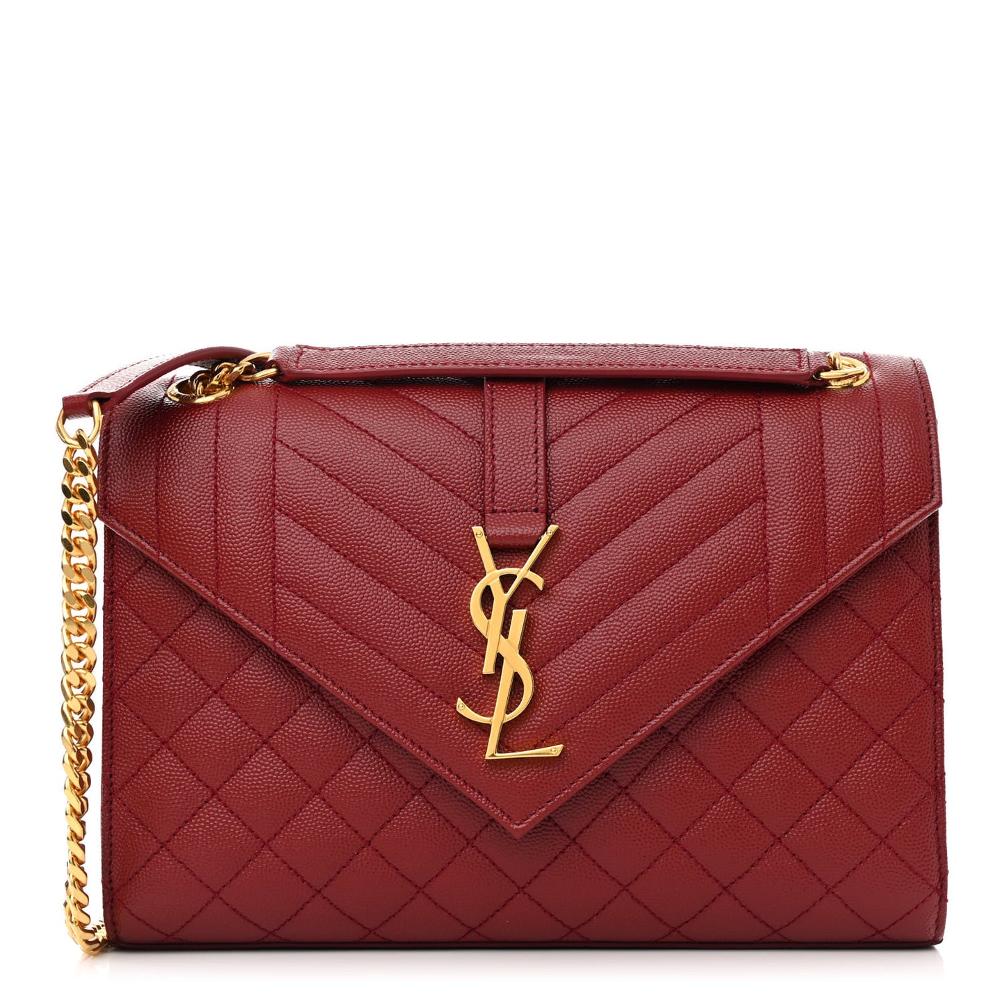 Grain De Poudre Textured Mixed Matelasse Triquilt Medium Monogram Satchel Oxblood