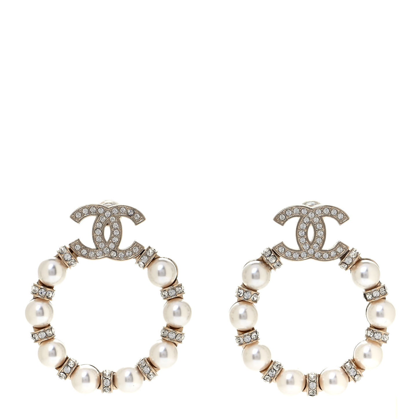 Pearl Crystal Nefertiti CC Drop Earrings Gold