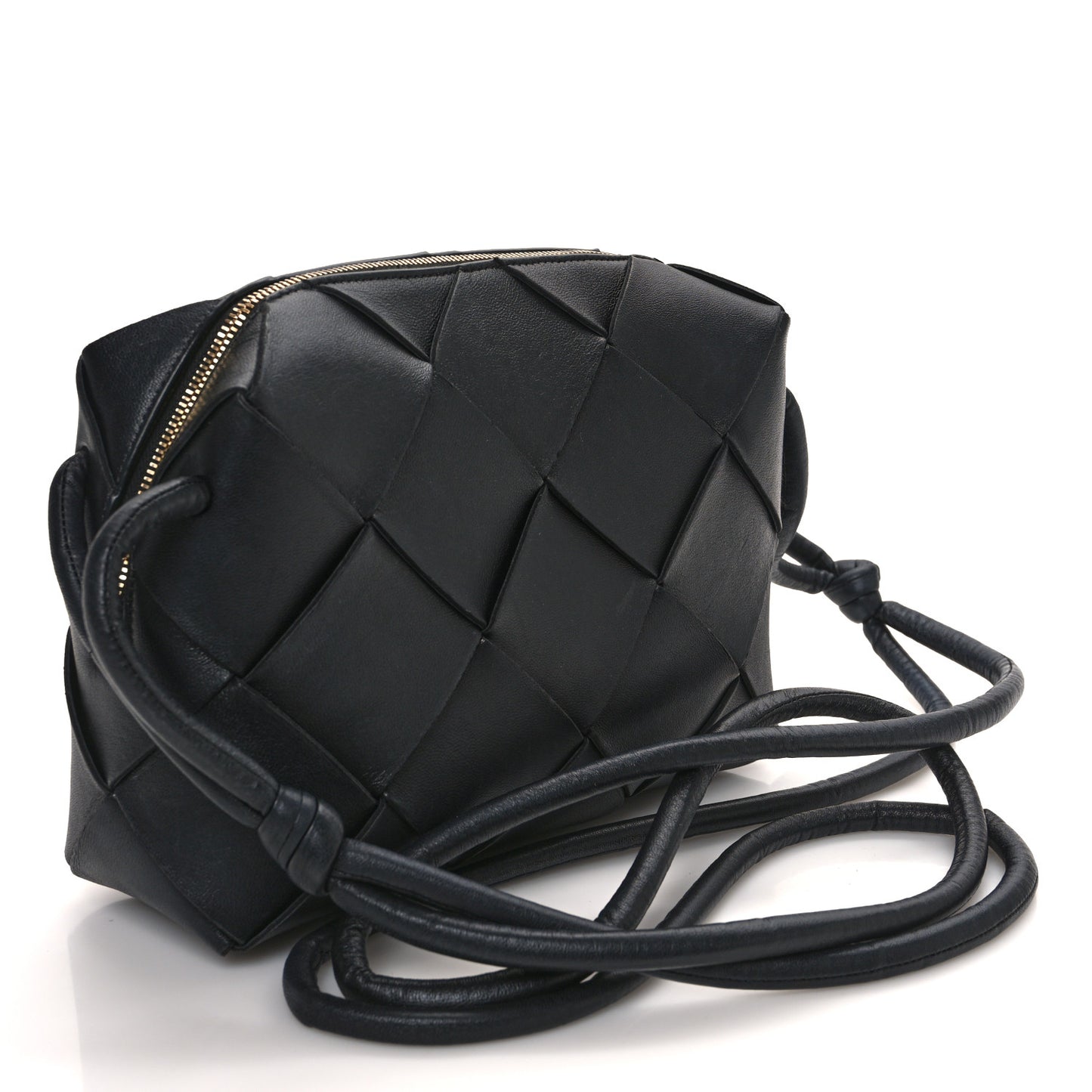Lambskin Maxi Intrecciato Small Cassette Camera Bag Black