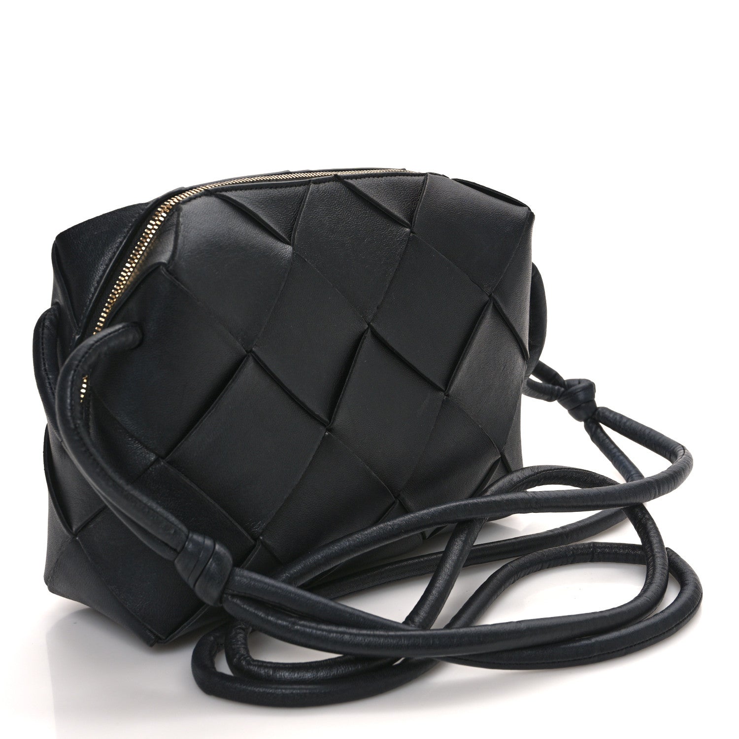 Bottega Veneta Lambskin Maxi Intrecciato Small Cassette Camera Bag Black 3 of 9