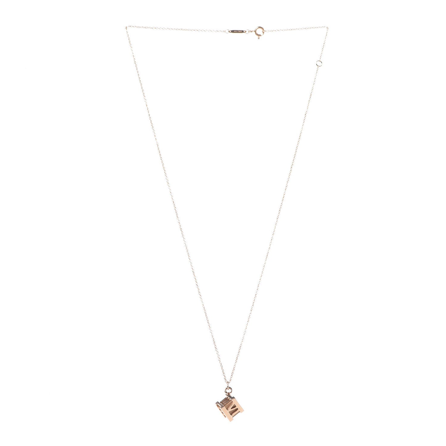 18K Rose Gold Atlas Cube Pendant Necklace