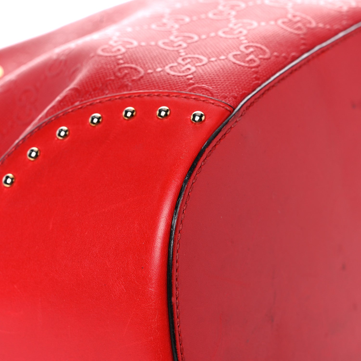 Gucci Bright Diamante GG Monogram Studded Medium Bucket Bag Red 10 of 33