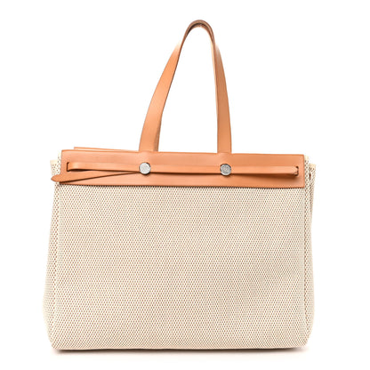 Hermes Toile Vache Hunter Herbag Cabas MM Natural 1 of 12