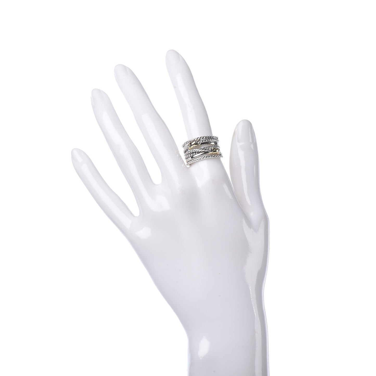 Sterling Silver 18K Yellow Gold Double X Crossover Ring 54 7