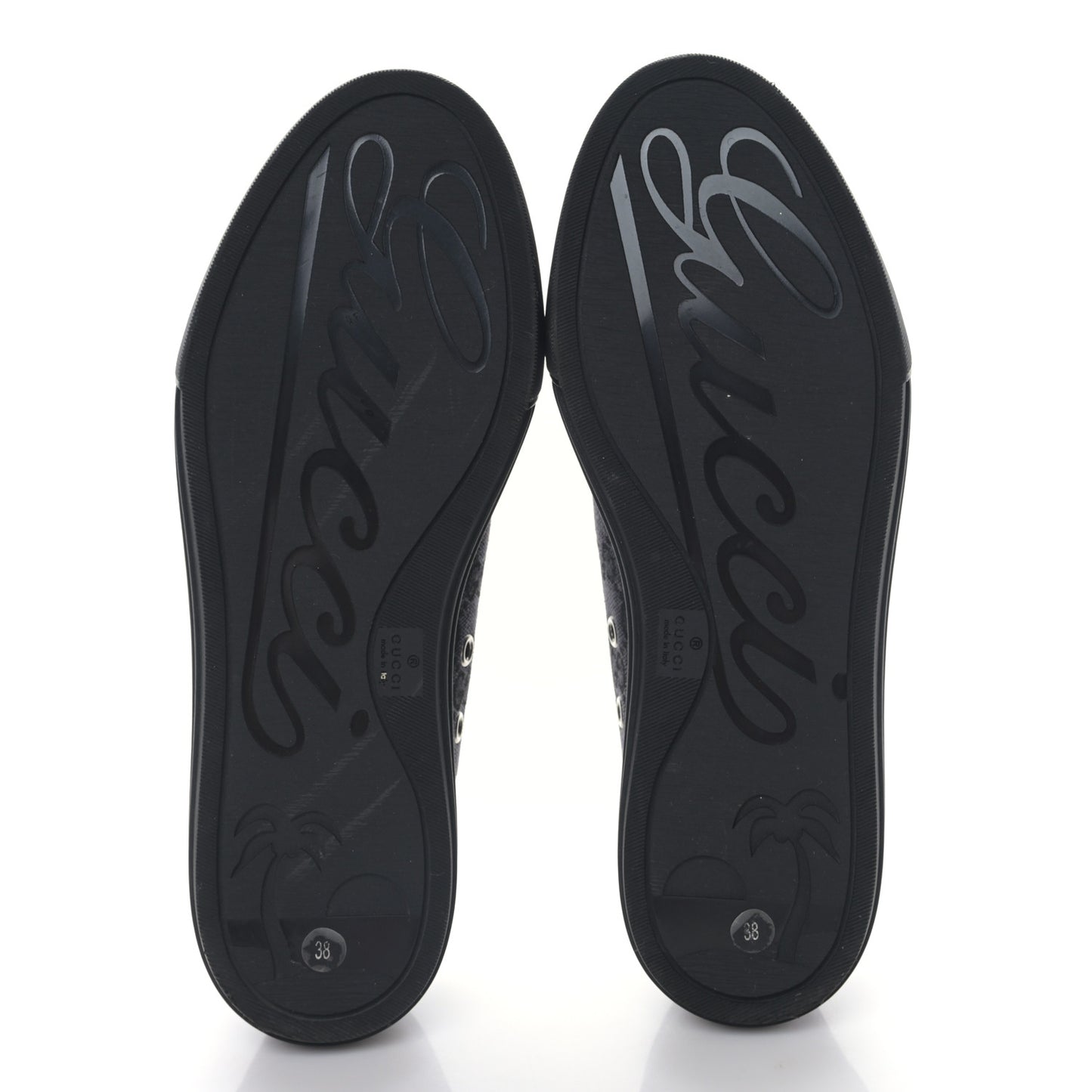 GG Monogram Calfskin Womens Low Top Sneakers 38 Piombo Black