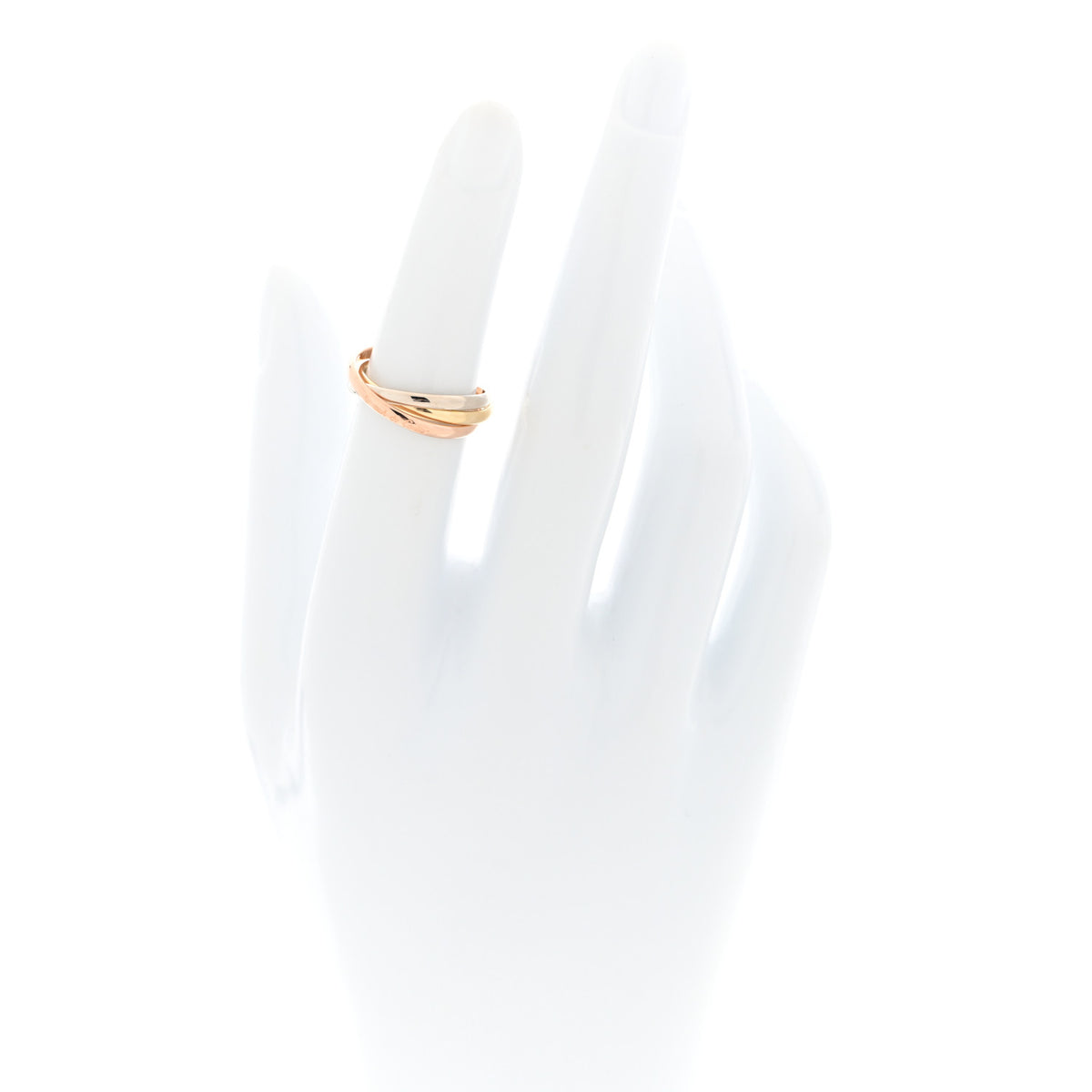 Cartier 18K Pink Yellow White Gold Small Trinity Ring 49 5 2 of 5