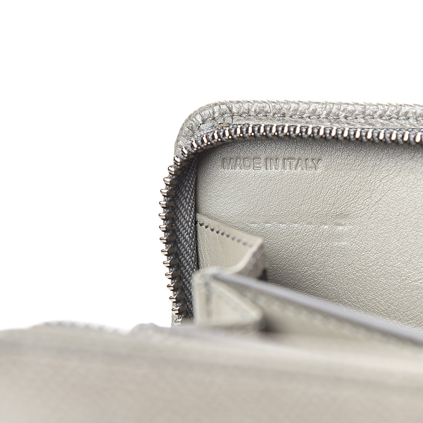 Grainy Calfskin Zip Around Organizer Grey