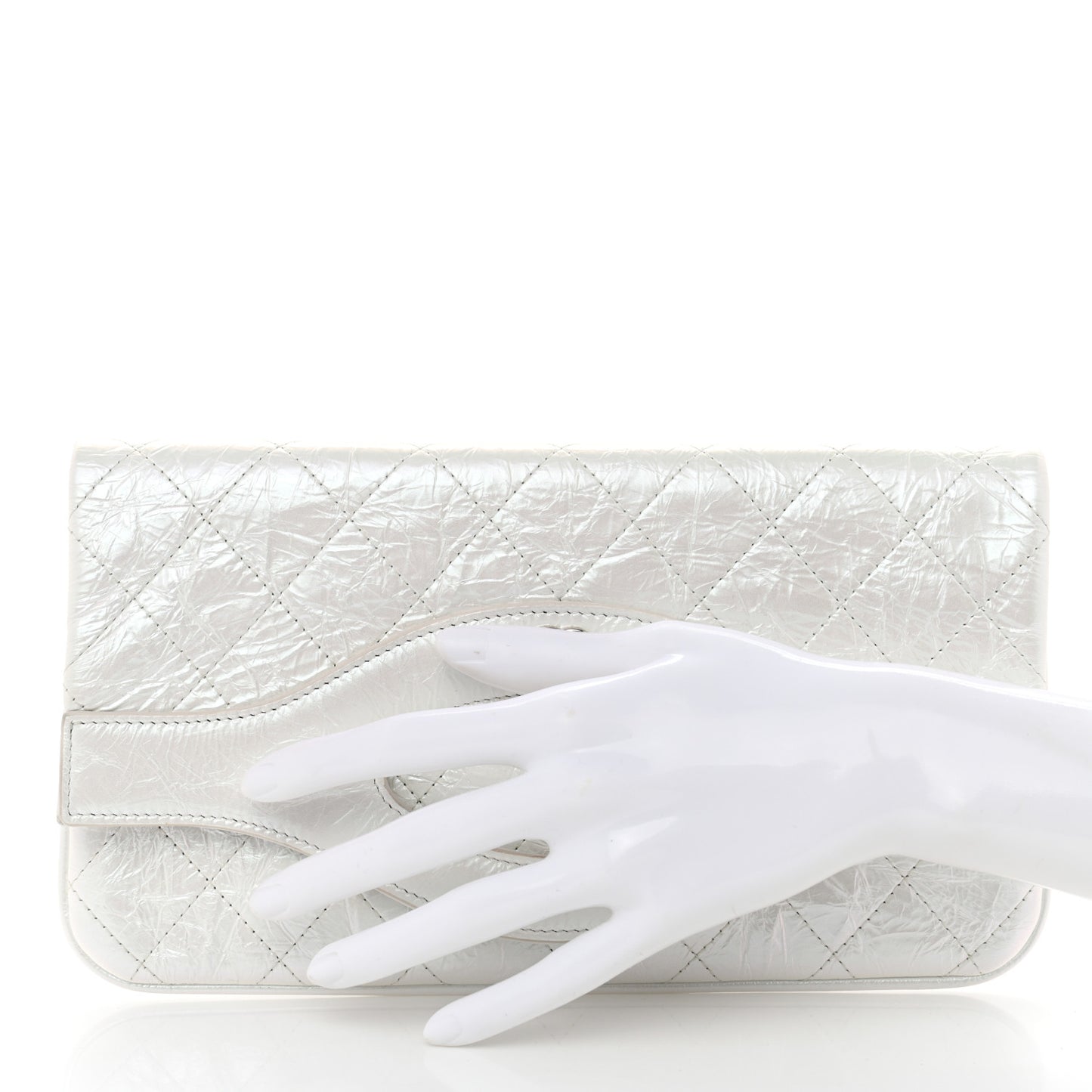 Iridescent Aged Calfskin Small 31 Pouch White