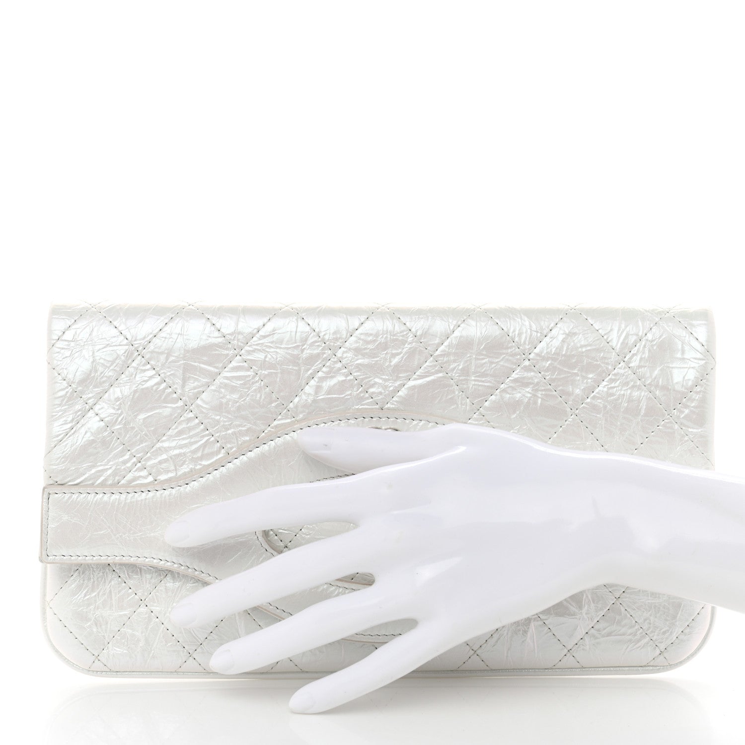 Chanel Iridescent Aged Calfskin Small 31 Pouch White 2 of 14