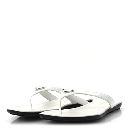 Prada Patent Calfskin Logo Thong Sandals 40 White 4 of 12