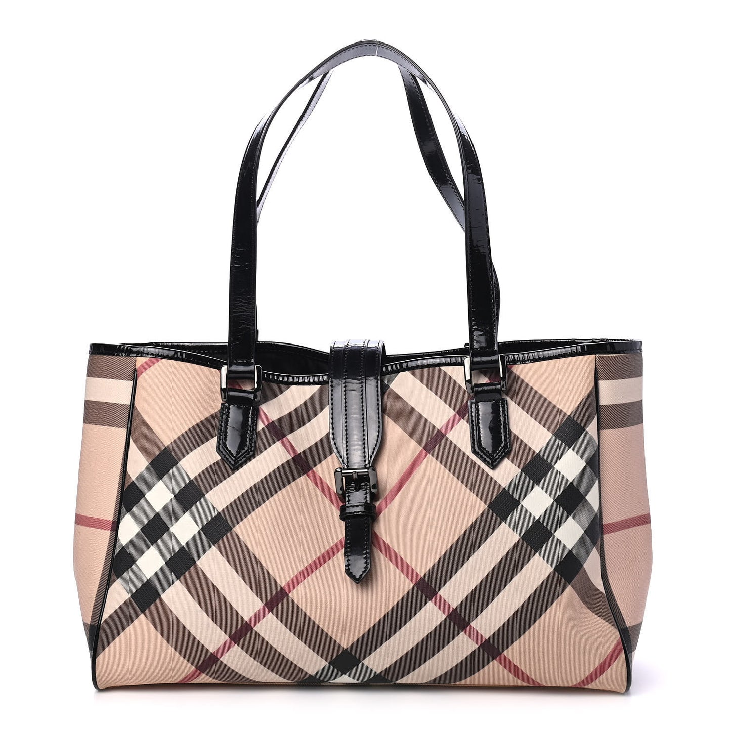 Patent Trim Nova Check Tote Black