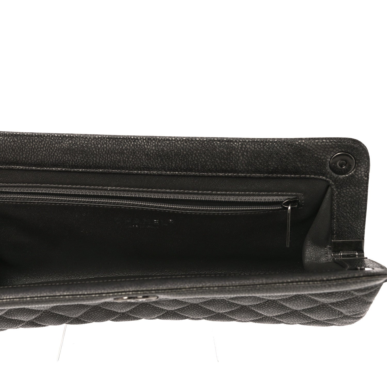 Chanel Metallic Caviar Quilted Clutch Dark Silver 5 of 10