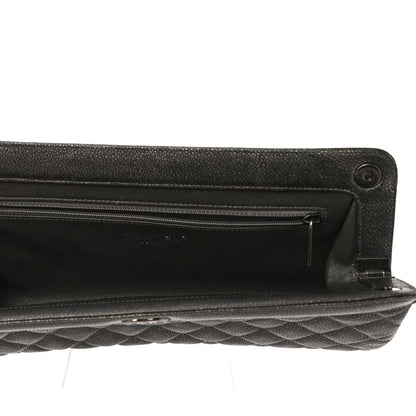 Chanel Metallic Caviar Quilted Clutch Dark Silver 5 of 10