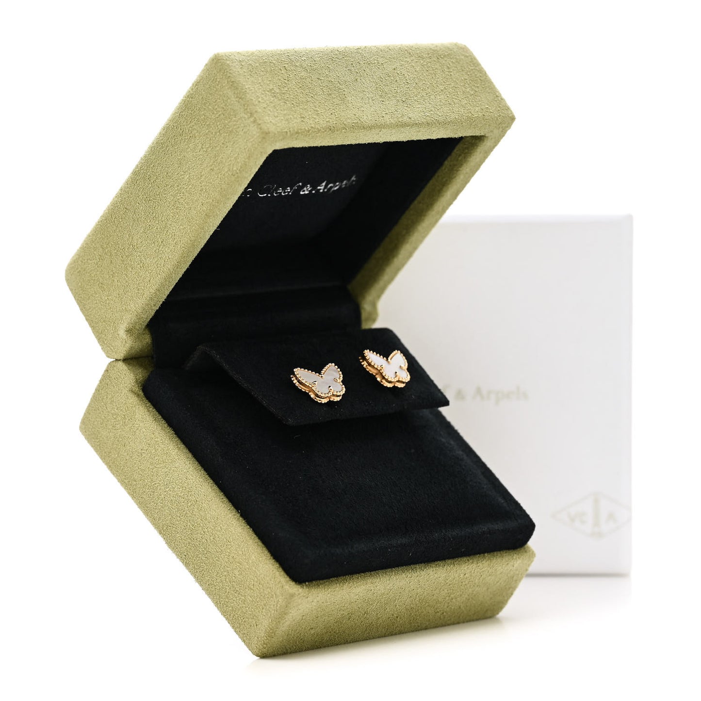 18K Yellow Gold Mother of Pearl Sweet Alhambra Butterfly Earrings