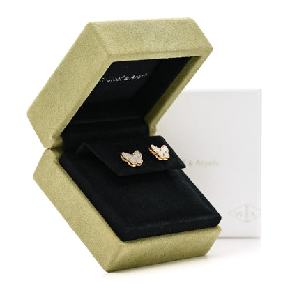 Van Cleef & Arpels 18K Yellow Gold Mother of Pearl Sweet Alhambra Butterfly Earrings 6 of 6