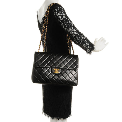 Chanel Lambskin Quilted XL Jumbo Single Flap Black 2 of 9