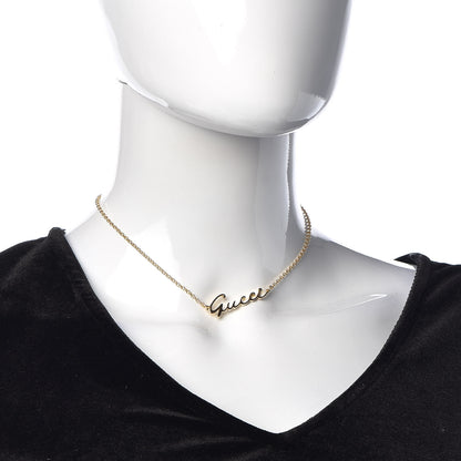 Gucci 18K Yellow Gold Script Necklace 2 of 5