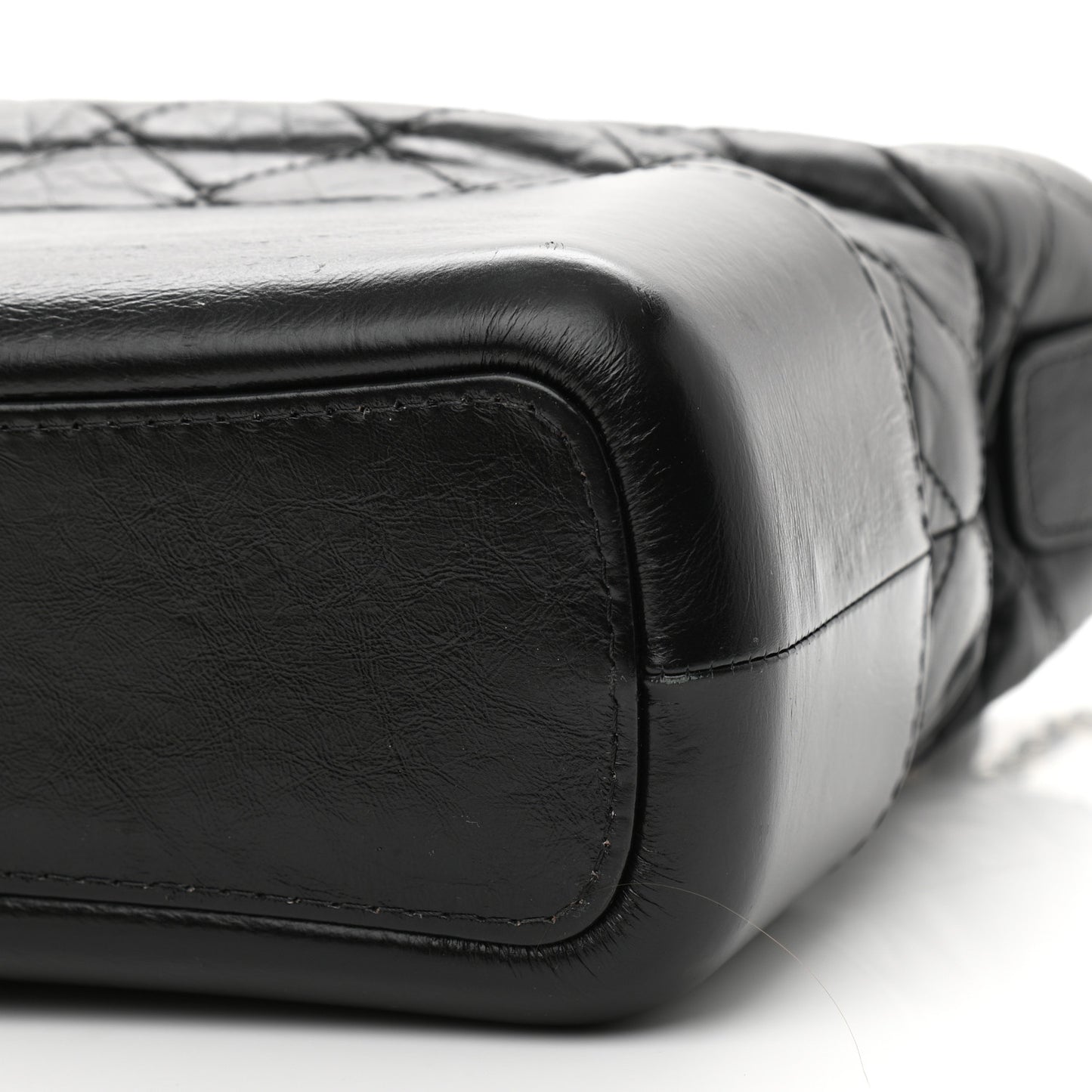 Aged Calfskin Quilted Medium Gabrielle Hobo Black