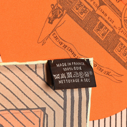 Hermes Silk Jeu Des Omnibus Remix Scarf 90 Orange Peach Jaune Pale 4 of 5
