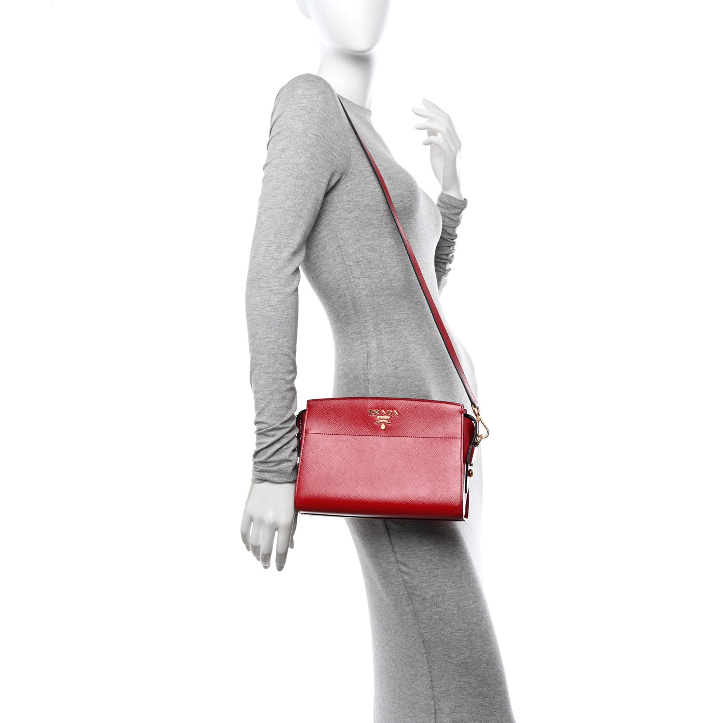 Saffiano Vernice Esplanade Crossbody Bag Rosso