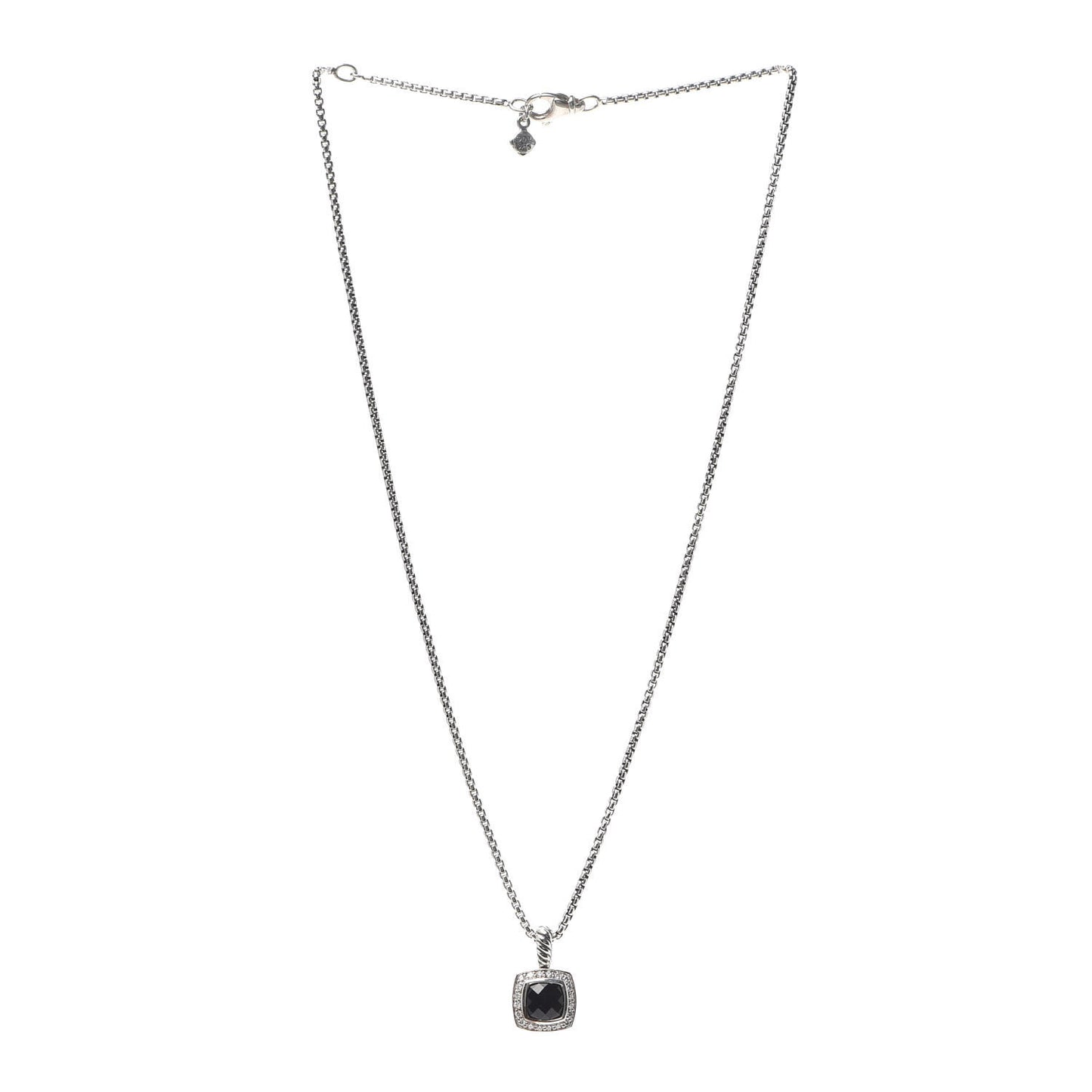 Sterling Silver Diamond Black Onyx 7mm Petite Albion Necklace