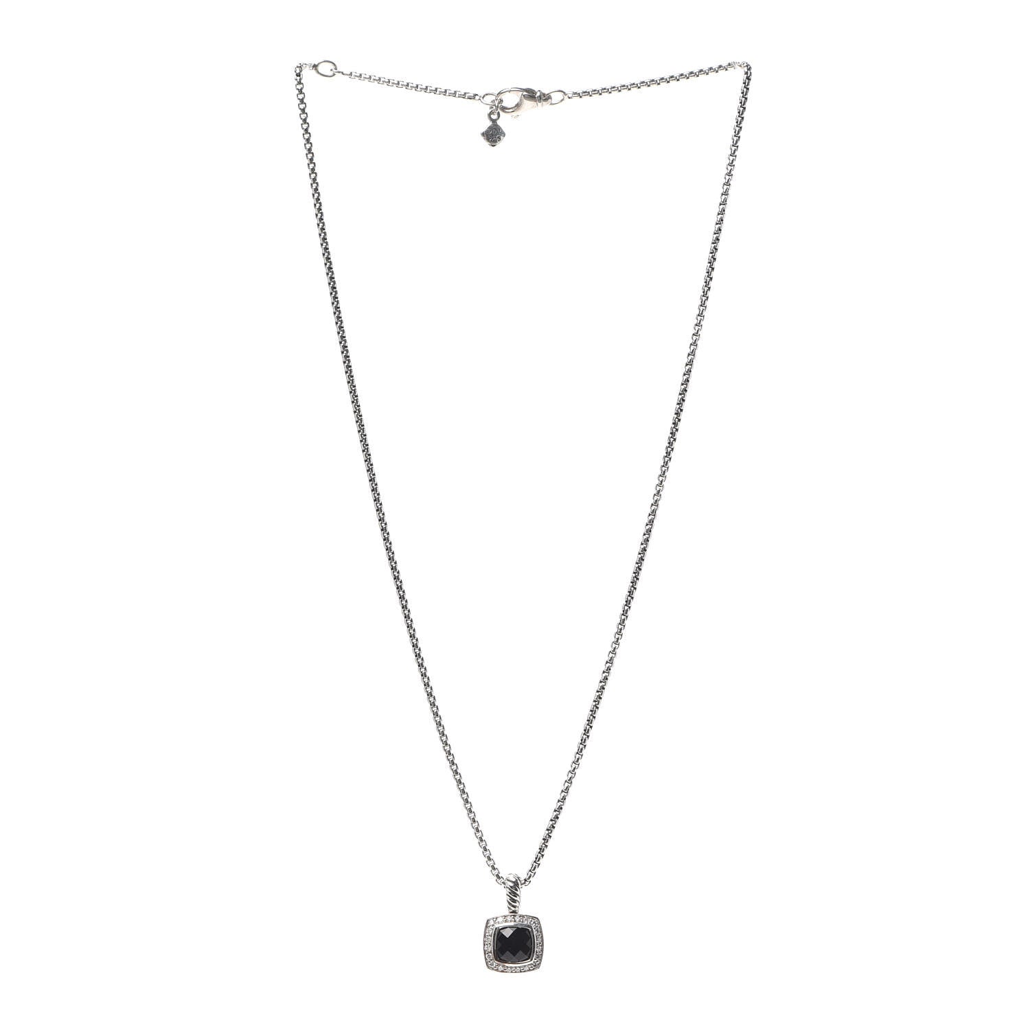 David Yurman Sterling Silver Diamond Black Onyx 7mm Petite Albion Necklace 3 of 5