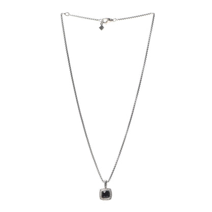 David Yurman Sterling Silver Diamond Black Onyx 7mm Petite Albion Necklace 3 of 5