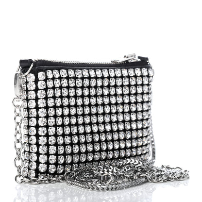Alexander Wang Mesh Crystal Rhinestone Nano Heiress Shoulder Bag Black Silver 2 of 4