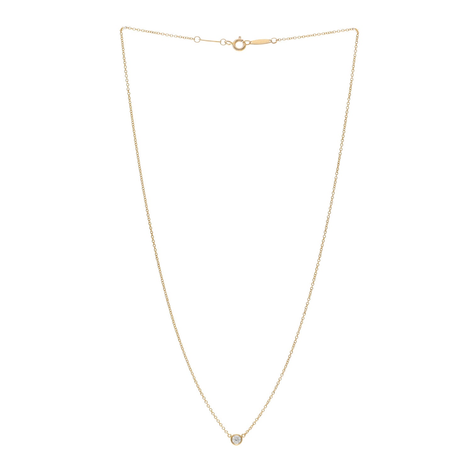 Tiffany 18K Yellow Gold Diamond .12ct Elsa Peretti Diamonds by the Yard Pendant Necklace 3 of 5