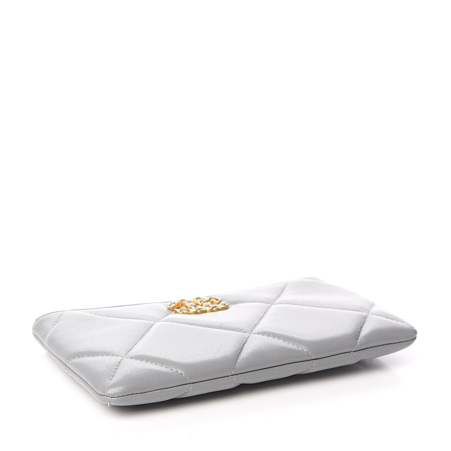 Goatskin Quilted 19 Cosmetic Case Grey