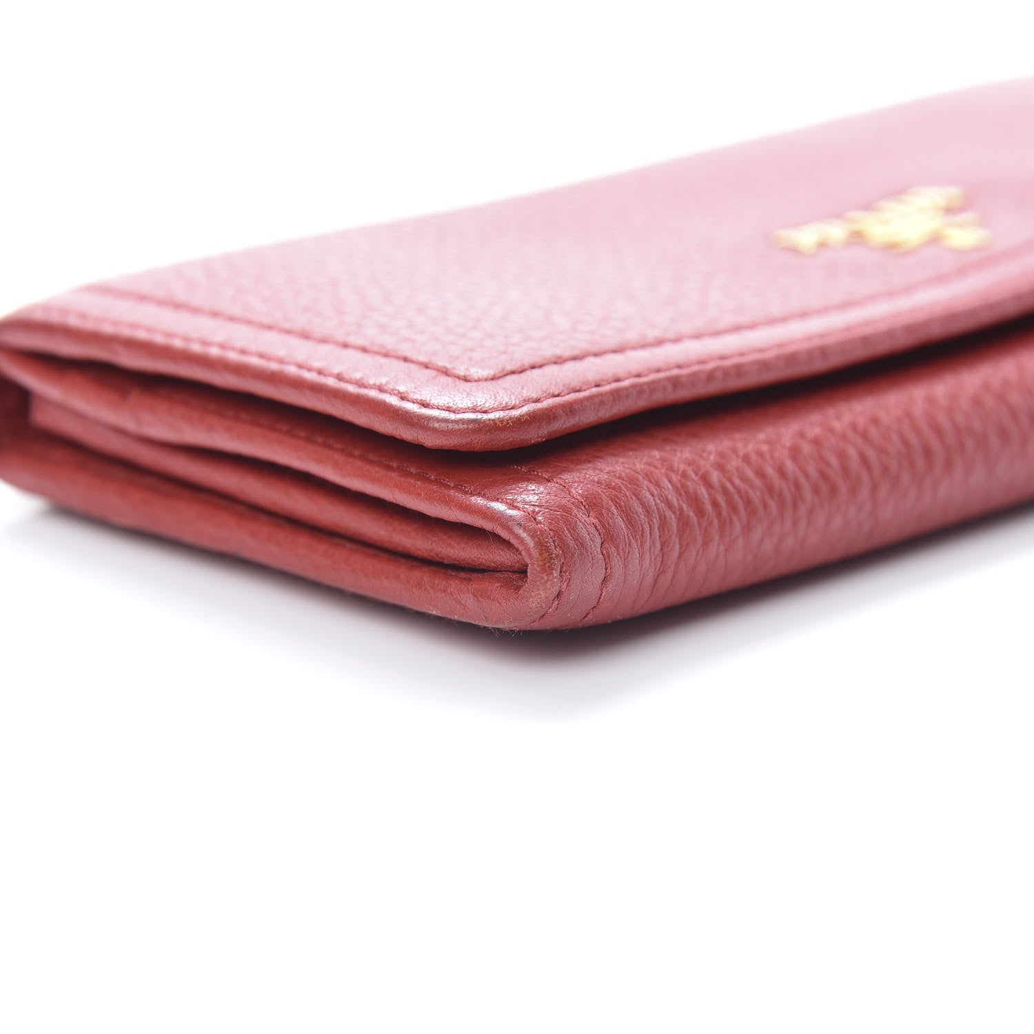 Prada Vitello Daino Continental Flap Wallet Fuoco 10 of 14