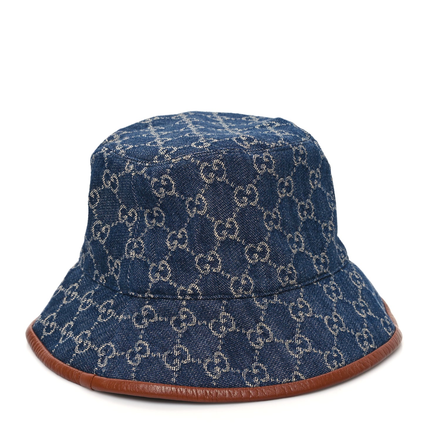 Washed Jacquard Denim Nappa GG Monogram Oscar Bucket Hat L Denim Cuir