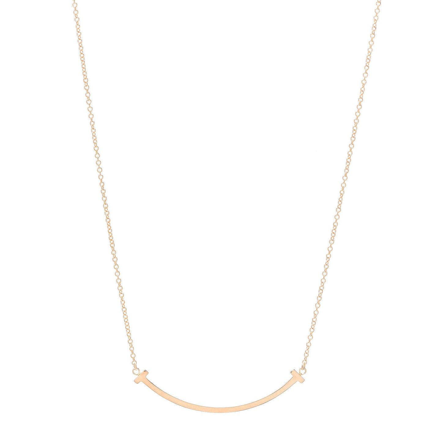 18K Rose Gold Small T Smile Pendant Necklace