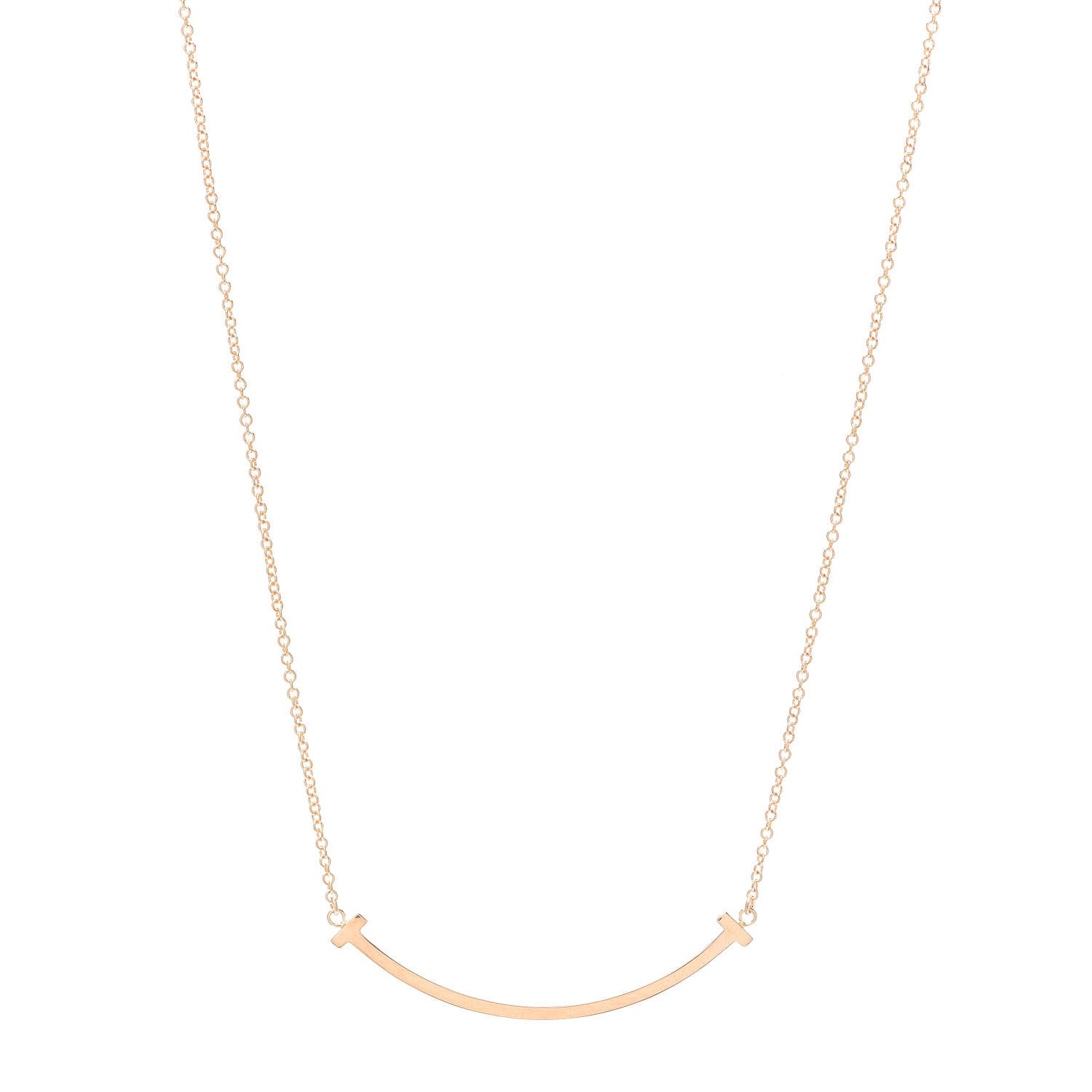 Tiffany 18K Rose Gold Small T Smile Pendant Necklace 1 of 6