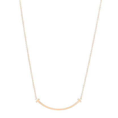 Tiffany 18K Rose Gold Small T Smile Pendant Necklace 1 of 6