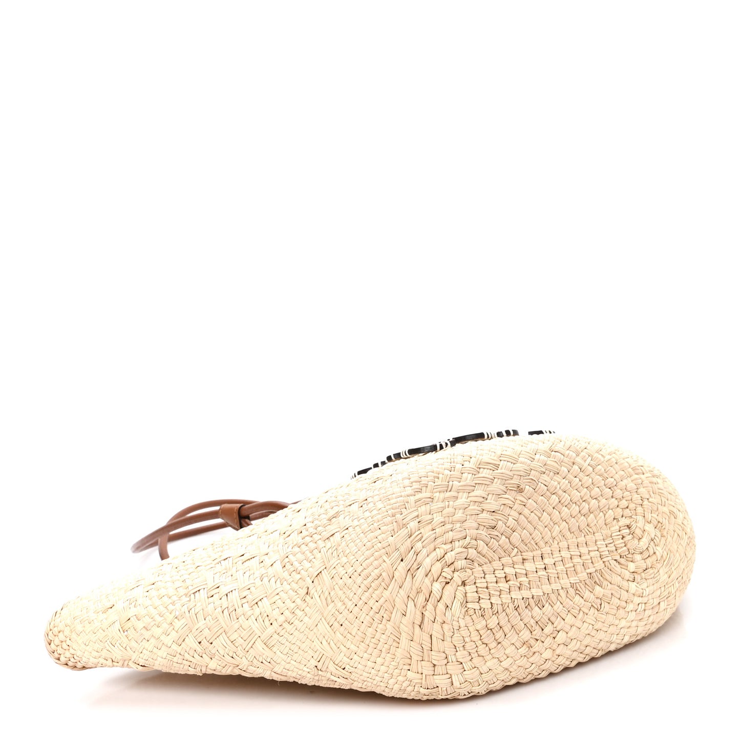 Calfskin Raffia Paulas Ibiza Small Anagram Basket Tote Bag Natural Tan