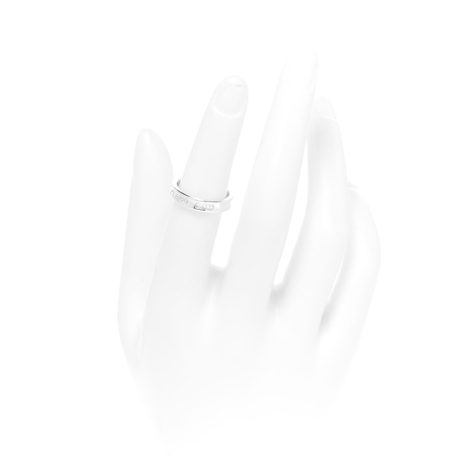 Tiffany Sterling Silver Narrow 1837 Band Ring 49 5 2 of 4