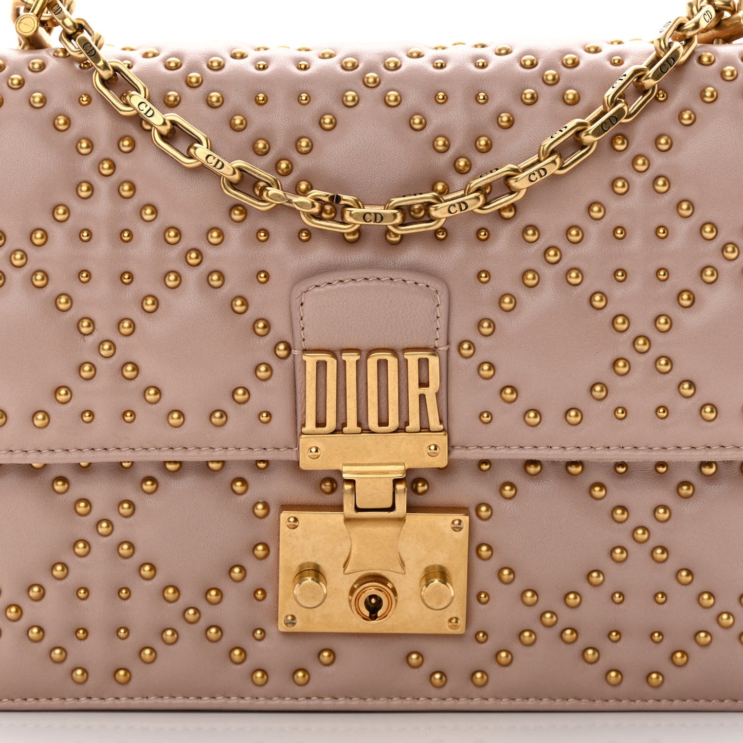 Lambskin Cannage Studded Large Dioraddict Flap Bag Nude