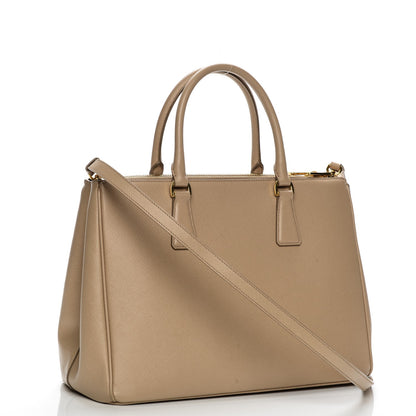 Prada Saffiano Lux Galleria Front Pocket Tote Sabbia 3 of 12