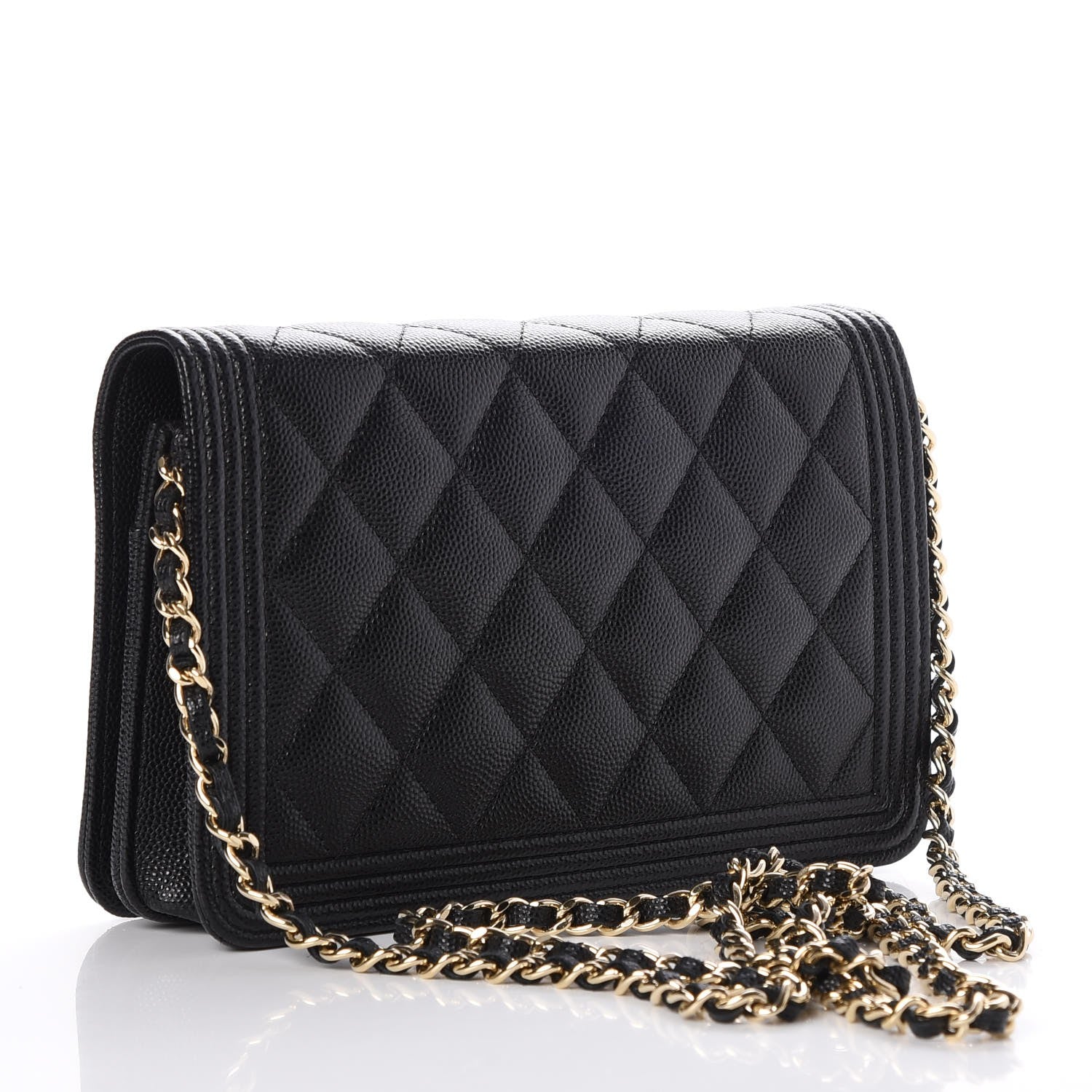 Chanel Caviar Quilted Boy Wallet On Chain WOC Black 3 of 9