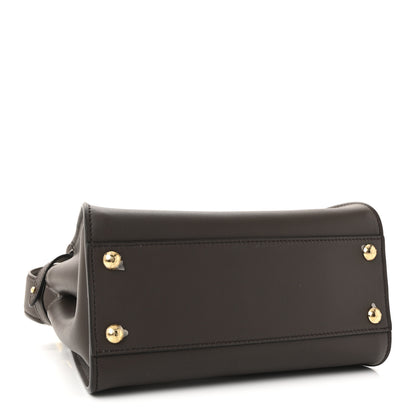 Fendi Vitello Seta Suede FF Mini Peekaboo Iconic Satchel Chocolate Sigaro Marrone 4 of 10
