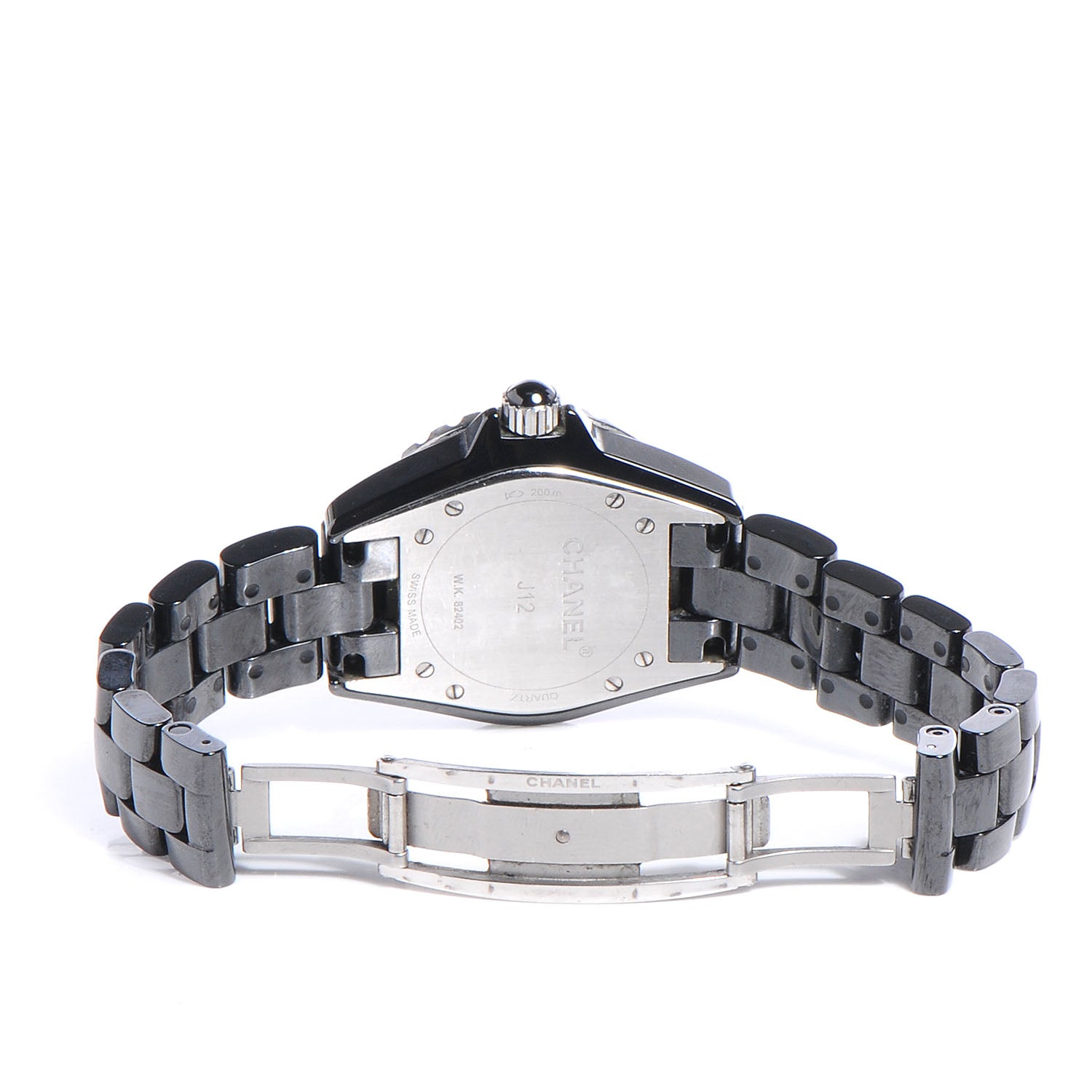 Chanel Stainless Steel Ceramic Diamond Pave Bezel 33mm J12 Quartz Watch Black 6 of 6