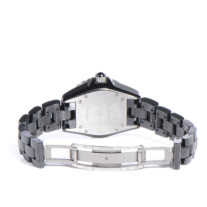 Chanel Stainless Steel Ceramic Diamond Pave Bezel 33mm J12 Quartz Watch Black 6 of 6