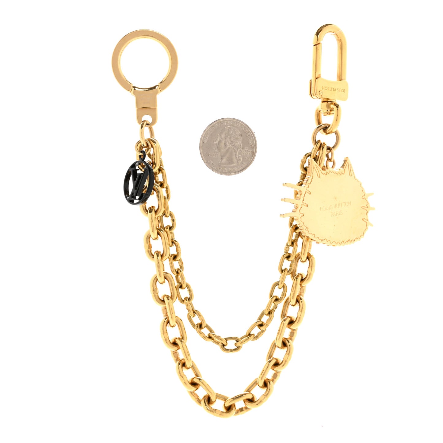 Catogram Cat Key Chain Bag Charm Gold Black