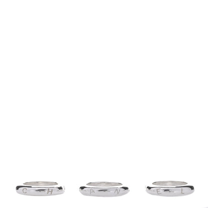 Chanel Sterling Silver Logo Set of 3 Stacking Ring 52 6 4 of 6