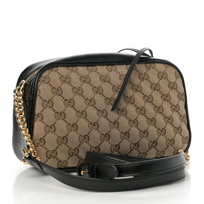 Gucci Monogram Matelasse Diagonal Small GG Marmont Chain Shoulder Bag Beige Black 3 of 13