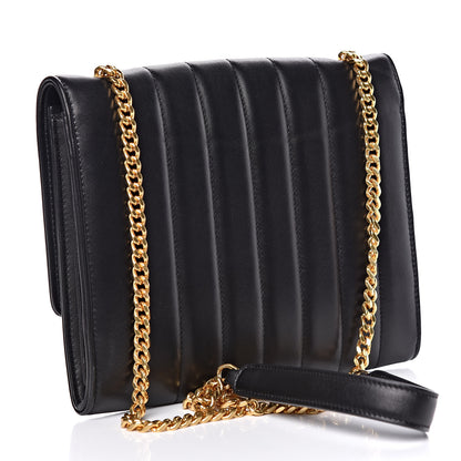 Saint Laurent Lambskin Matelasse Monogram Vicky Chain Wallet Black 3 of 11